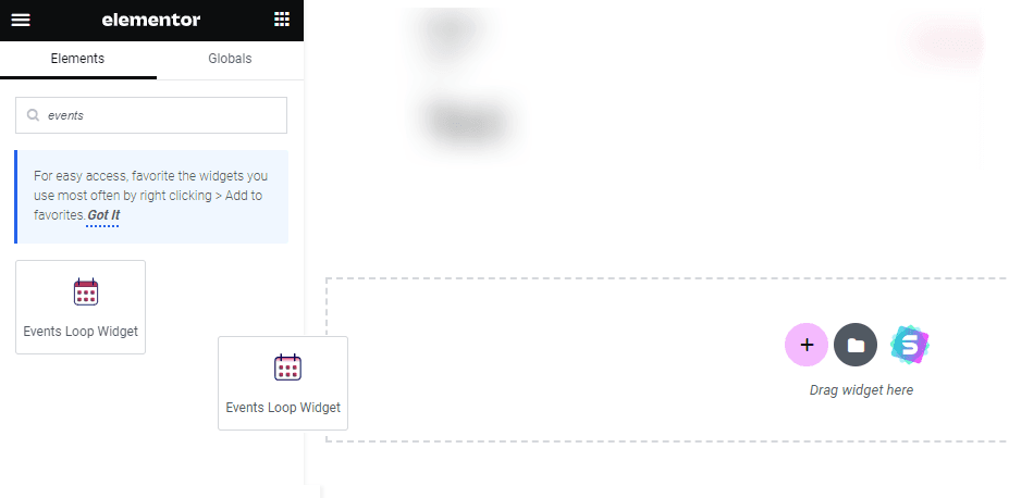 Events loop widget